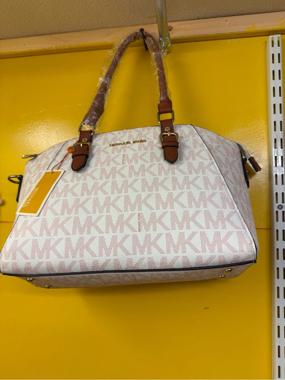 Michael Kors Pink and Brown Signature Satchel